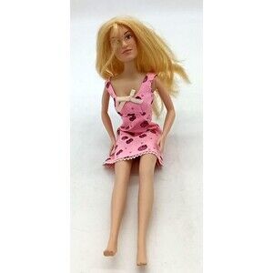Vintage 2000 Mattel Fashion Barbie Blonde Hair Pink Dress